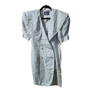 SL FASHIONS Vintage Lace Collar Cottagecore Mint Green‎ Dress - Size 18